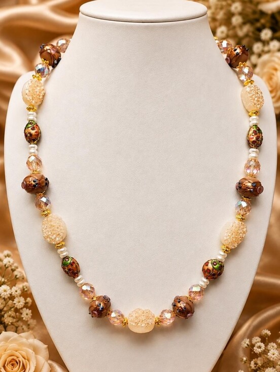 trinkets4me Jewelry - PINK & GREEN CLOISONNE DRUZY LADYBUG NECKLACE
